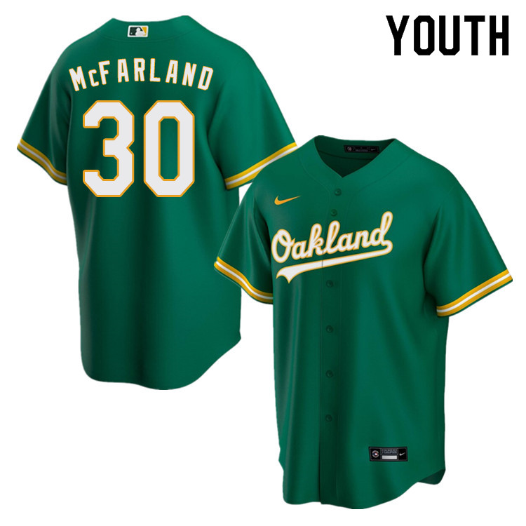 Nike Youth #30 T.J. McFarland Oakland Athletics Baseball Jerseys Sale-Green